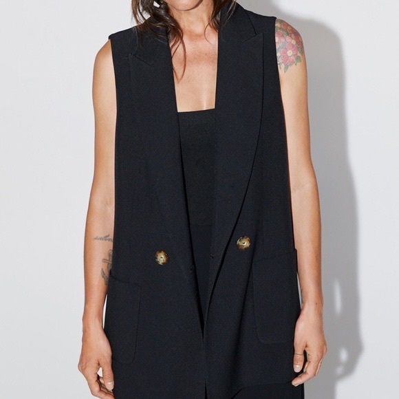 Zara Jackets & Blazers - ZARA black waistcoat relaxed fit
